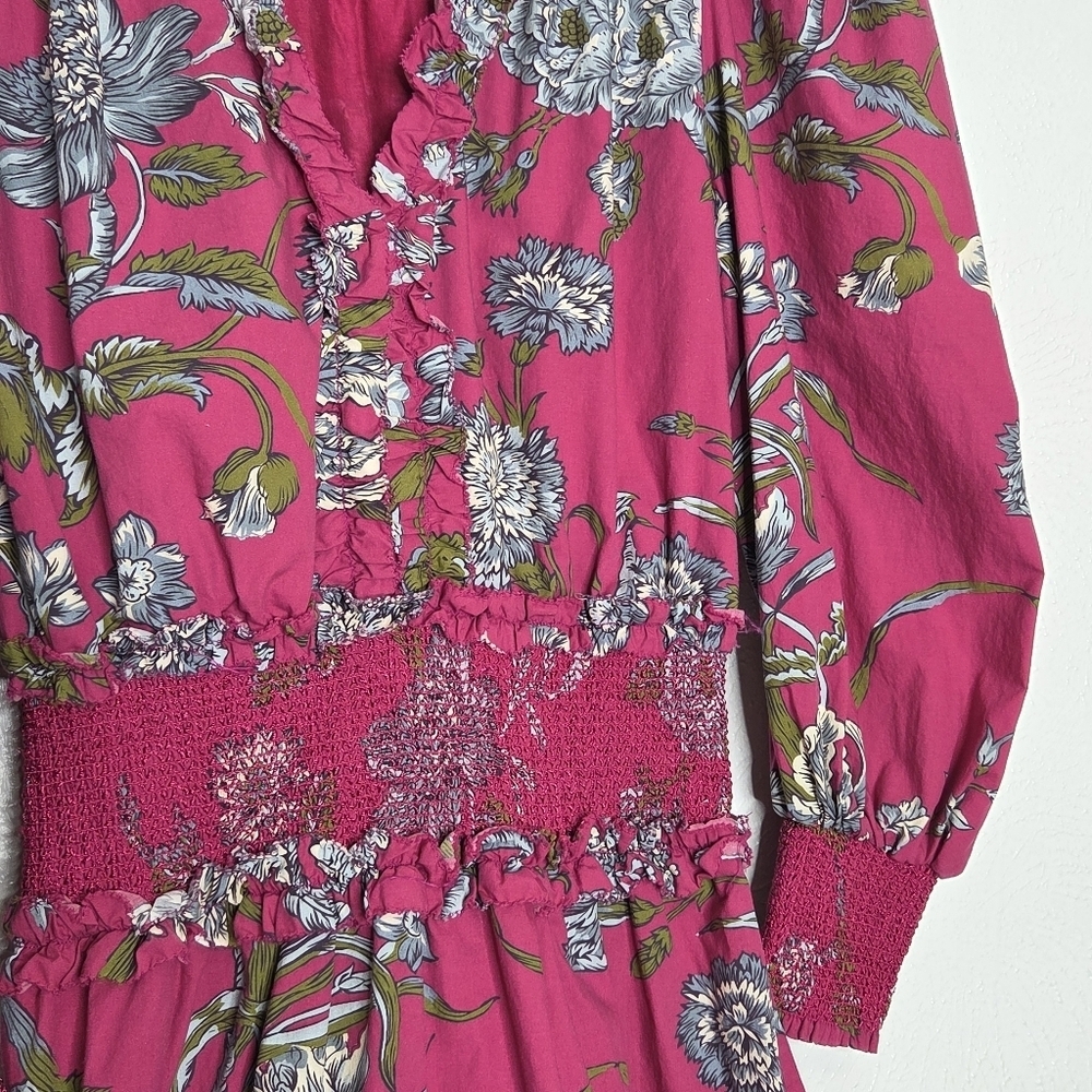LOVE THE LABEL Wanda Floral Print Puff Sleeve Ruffle Dress Women's Size Small - Picture 10 of 16